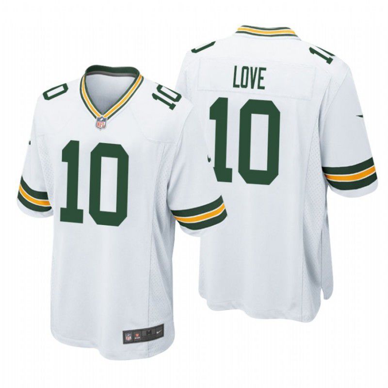 Men Green Bay Packers 10 Jordan Love Nike White Player Game NFL Jersey